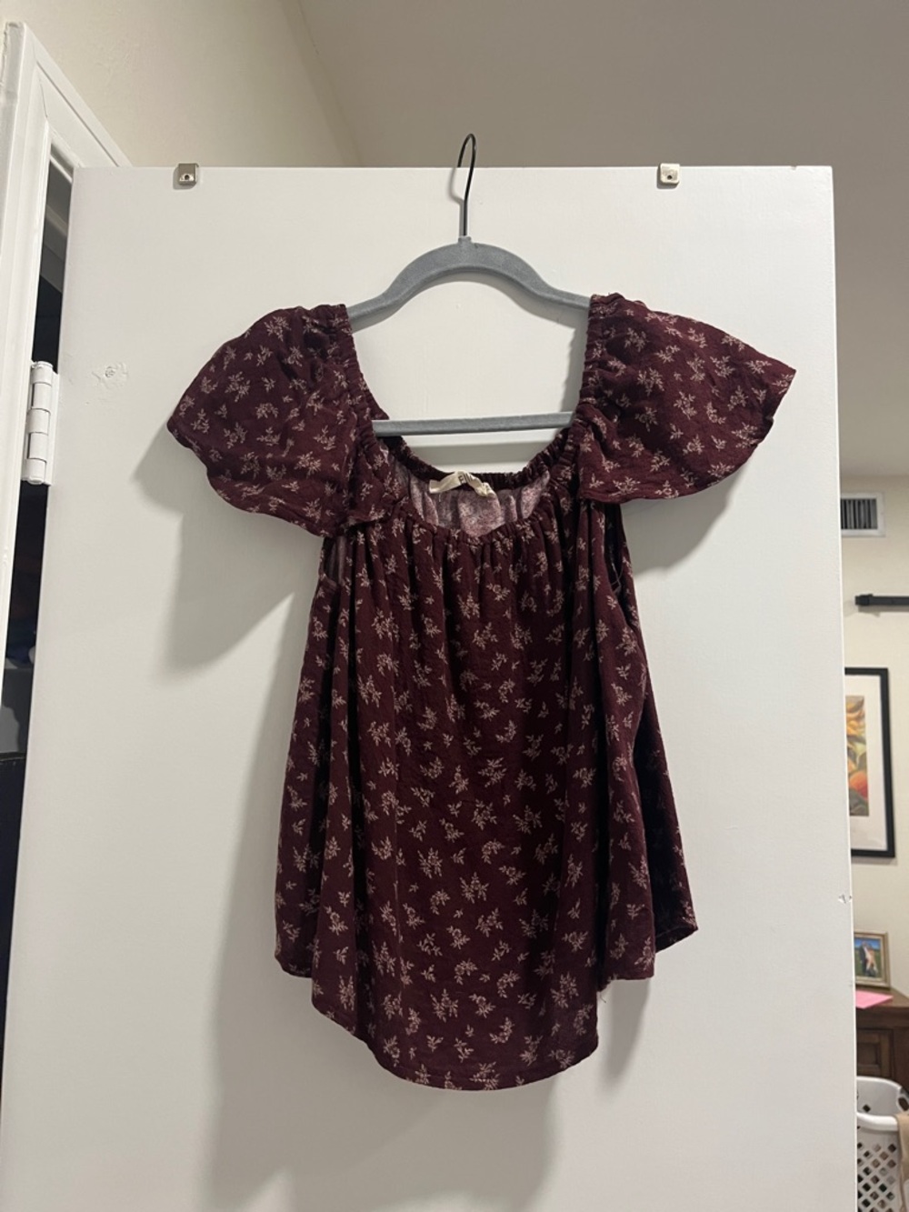Ellison Wine Floral Off-Shoulder Peasant Blouse
